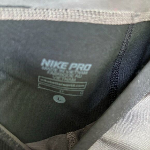 Nike Pants Women L Dri Fit Cropped Running Yoga Joggers Spandex Black Gray - Picture 11 of 12